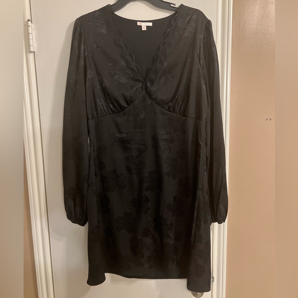 Black slip dress floral/lace detail
